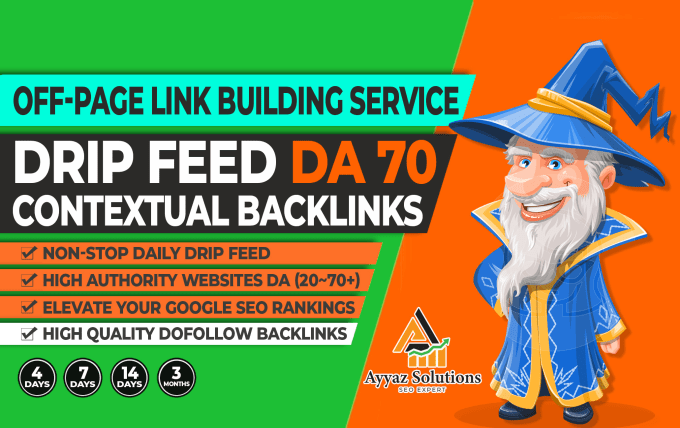 Gig Preview - Daily drip feed off page SEO da 70 contextual backlinks for websites google rank