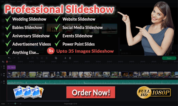 Gig Preview - Create modern looking slideshow from photos and videos