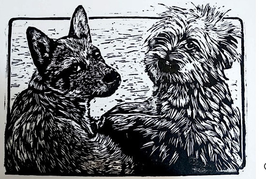 Gig Preview - Draw a pet portrait using linocut technique