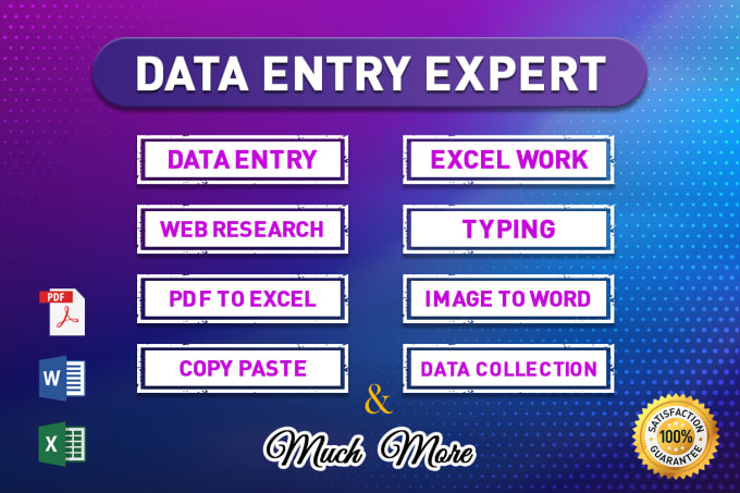 Gig Preview - Do data entry, web research, excel typing, data collection