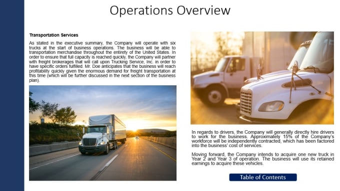 Gig Preview - Write a perfect trucking company business plan