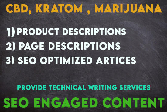 Gig Preview - Write content on kratom, cbd, cannabis, marijuana