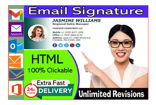 Gig Preview - Make clickable email signature or HTML email signature for gmail, outlook, etc