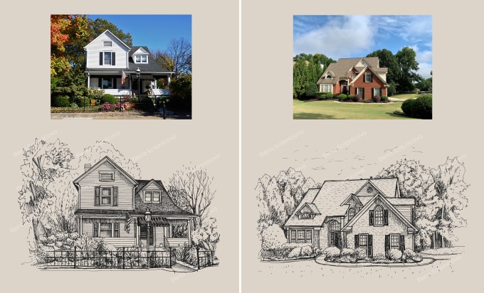 Gig Preview - Create house or building illustration in sketch style