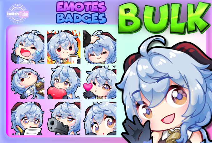 Gig Preview - Create chibi twitch emotes or sub badges in bulk for you