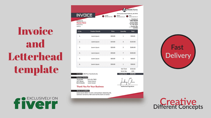 Bestseller - create digital invoice and letterhead template in 20 hours