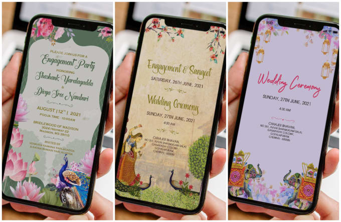 Gig Preview - Design digital indian wedding invitation cards, all types party invitation cards