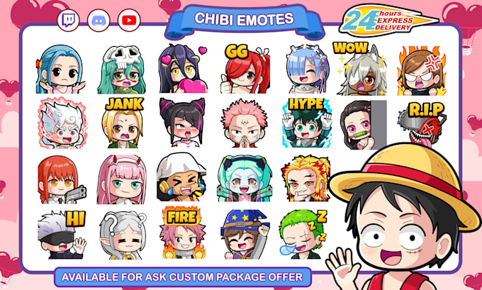 Gig Preview - Draw chibi emotes or sub badges for twitch, discord, youtube