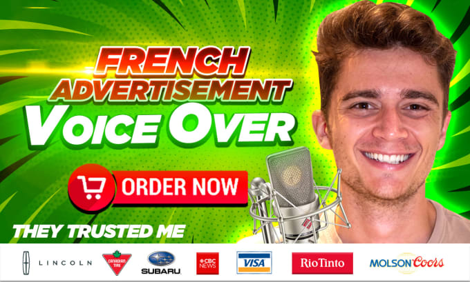 Gig Preview - Record an advertisement french voice over for commercial, persuasive, confident