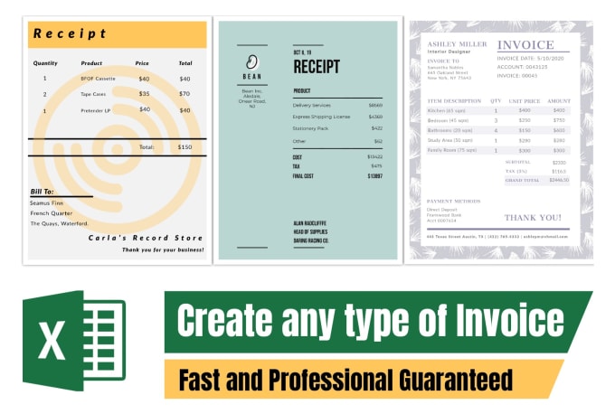 Gig Preview - Create corporate invoice and report on ms office