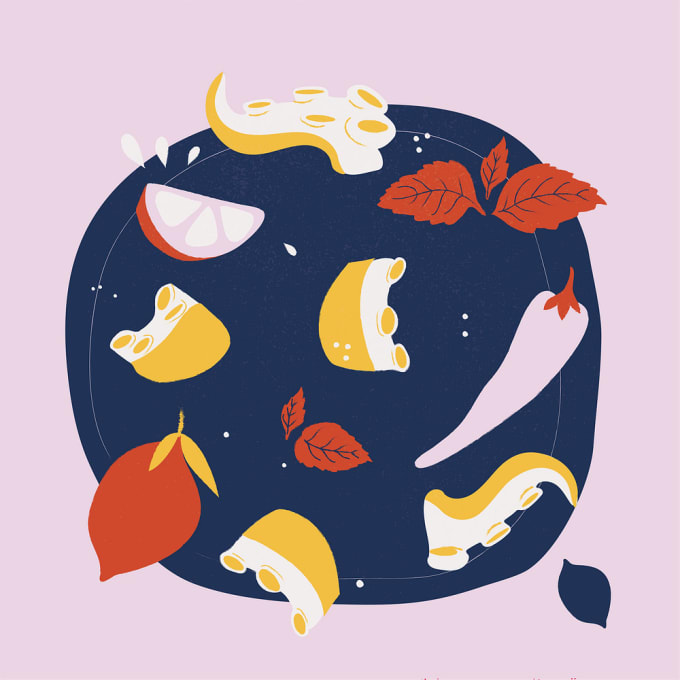 Gig Preview - Draw food and recipes illustrations in flat and modern style