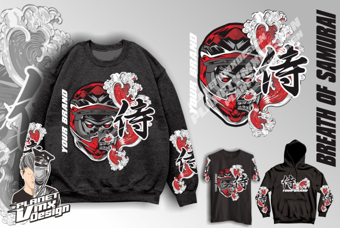 Bestseller - create design tshirt and hoodie samurai supermoto japan art