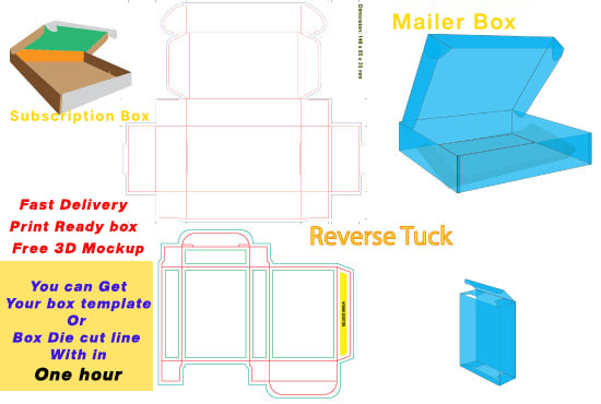 Gig Preview - Create packaging box dieline, die cut and cut lines template