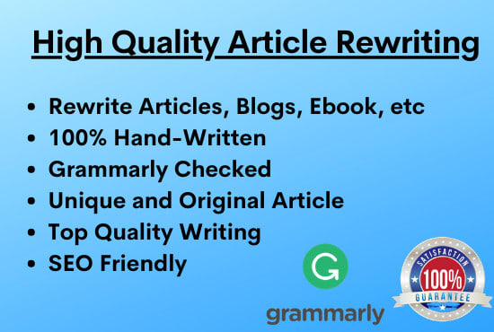 Gig Preview - Rewrite article on any topic with plagiarism free in 24 hrs