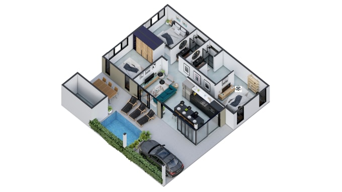 Gig Preview - Make an isometric 3d floor plan render