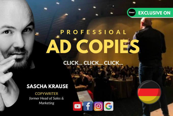 Gig Preview - Write high clickable ads in snappy german