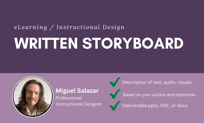 Gig Preview - Make a written storyboard chapter for elearning  instructional design