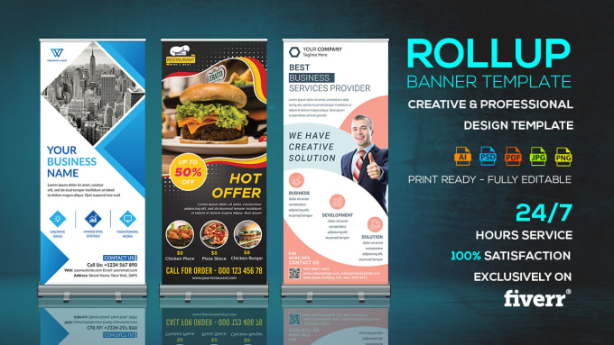 Gig Preview - Design custom roll up banner, x banner and signage