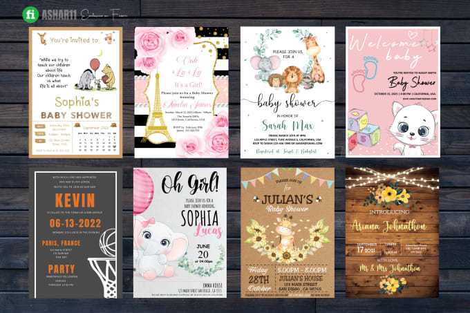 Gig Preview - Do custom birthday cards, birthday invitation, and baby shower invitation design