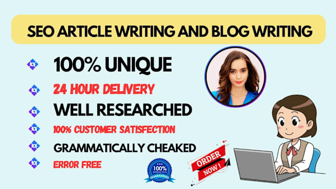 Gig Preview - Do exceptional SEO article writing or blog writing within 24 hours