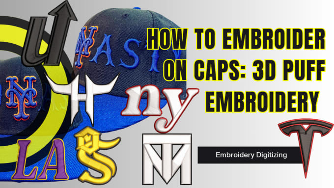 Gig Preview - Digitize 3d puff embroidery design for cap into dst in 1 hr