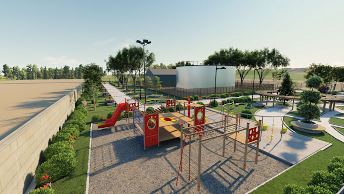 Gig Preview - Create a landscape 3d design of your garden, children park and playground