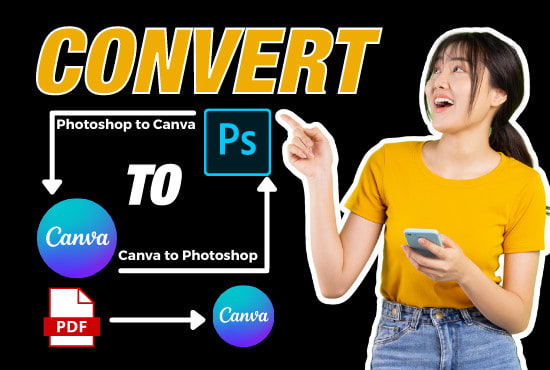 Gig Preview - Convert photoshop design to canva editable or canva to psd