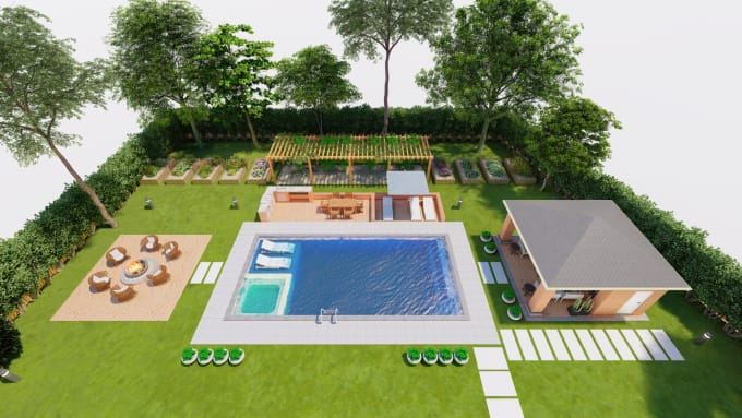 Gig Preview - Design and render garden, pool, patio, backyard landscape park