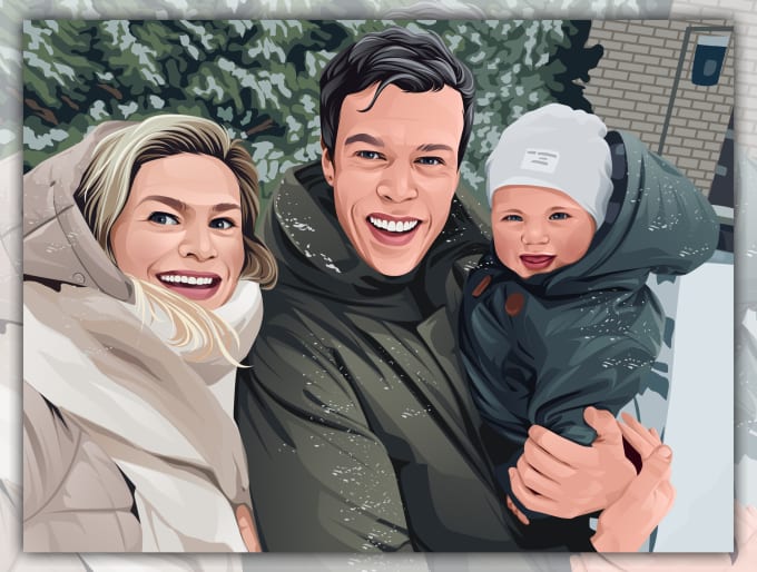 Gig Preview - Draw family ,couple or grup portrait illustration from photo