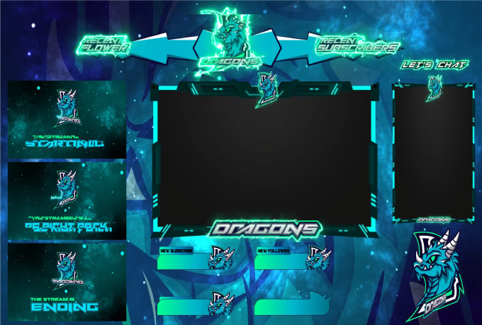 Gig Preview - Create professional stream overlay, twice gaming logo, panel and screen