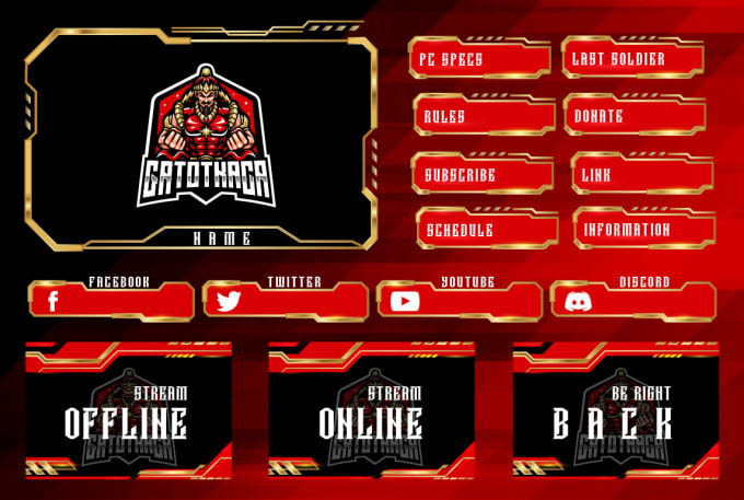 Gig Preview - Design overlay twitch, stream package and youtube gaming logo for your stream