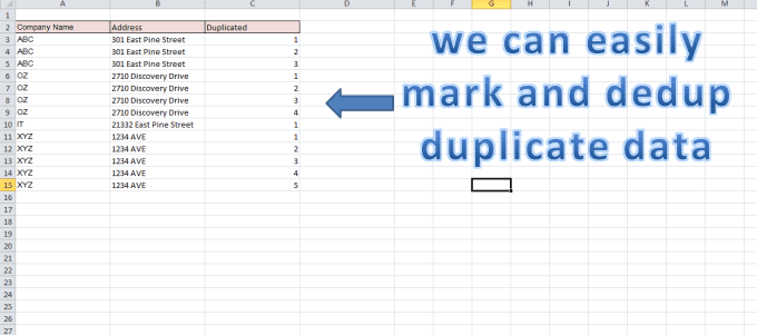 Gig Preview - Remove duplicate entries in excel rows