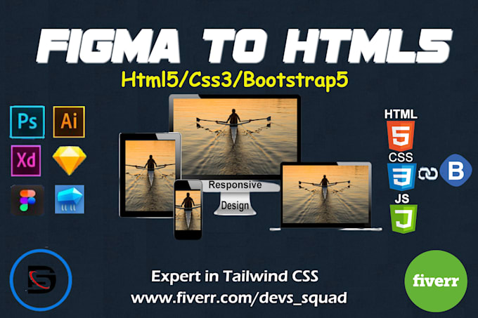 Bestseller - convert xd figma to html, psd to html5 responsive tailwind css or bootstrap 5