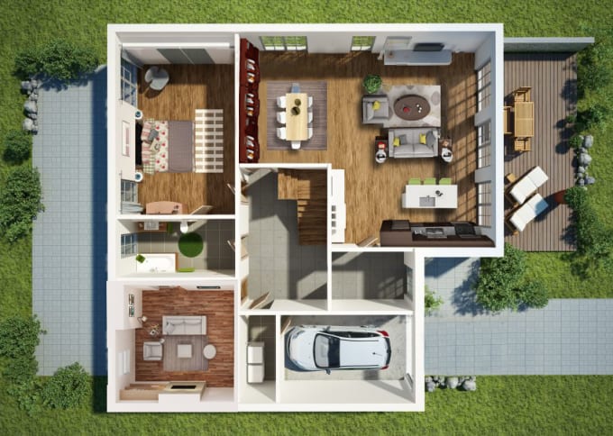 Bestseller - create 3d model and render of 3d floor plan and section