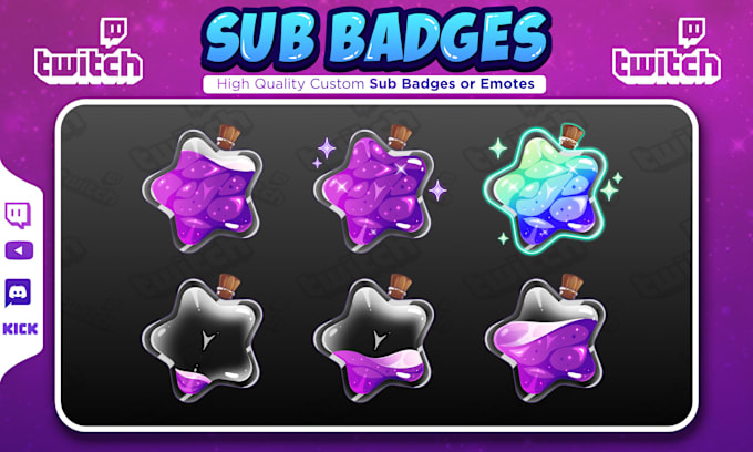 Gig Preview - Create custom twitch sub badges or emotes