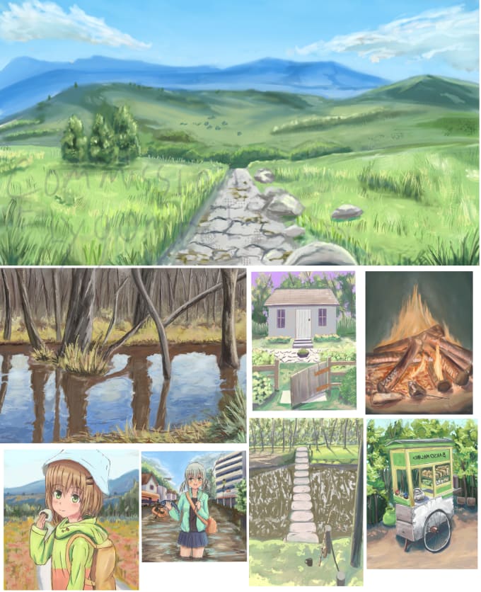 Gig Preview - Draw anime,game, visual novel background landscape art