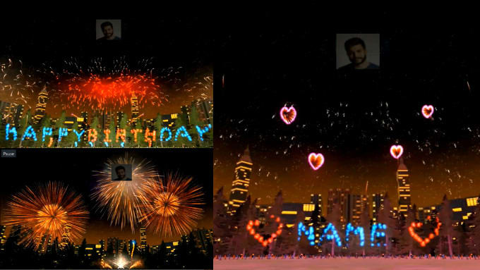 Gig Preview - Make a happy birthday video with amazing fireworks designs