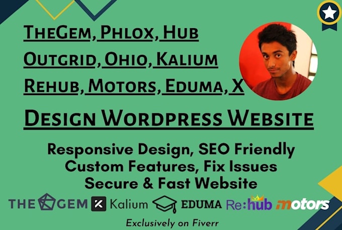 Gig Preview - Customize thegem, phlox, hub, outgrid, ohio, kalium, motor, eduma,x, rehub theme