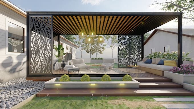 Gig Preview - Design and render your backyard garden pool terrace and balcony