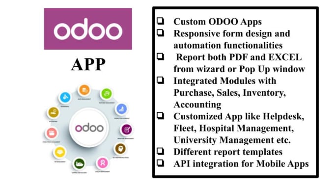 Gig Preview - Make custom and automation app in odoo