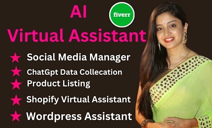 Gig Preview - Be your ai virtual assistant for social media, shopify,wordpress,and chatgpt