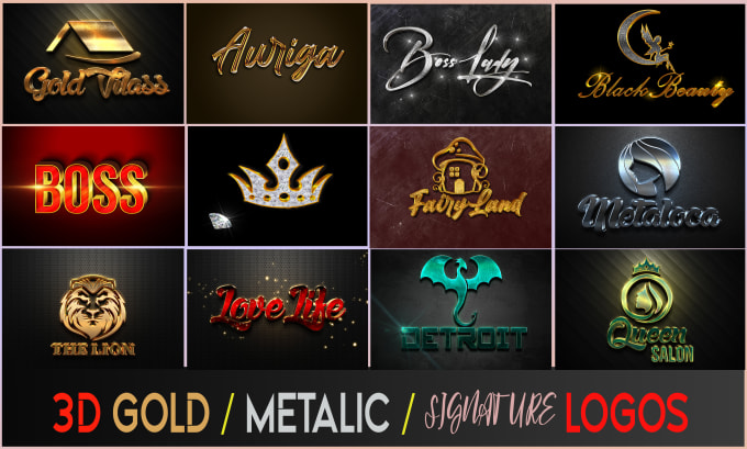 Gig Preview - Do a luxury 3d gold metallic signature logo design within 24 hours