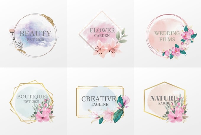 Gig Preview - Create unique feminine watercolor logo