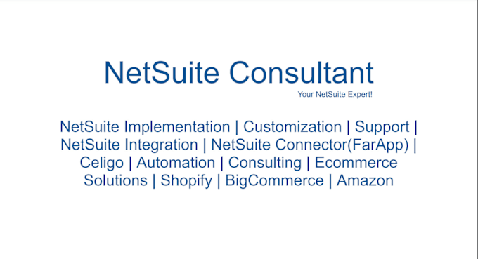 Gig Preview - Do it all netsuite implementation, support and integration