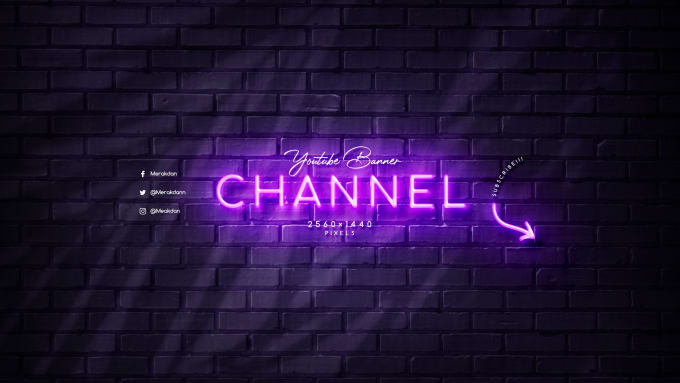 Gig Preview - Create neon banner or channel art for youtube, twitch or facebook