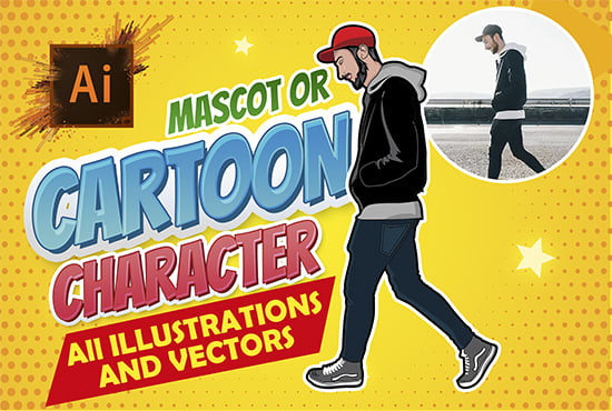 Gig Preview - Draw cartoon, mascot character and vector portraits for you