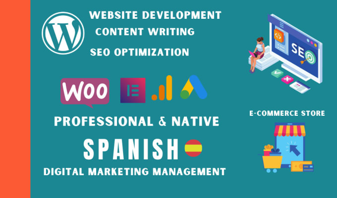 Gig Preview - Create websites and ecommerce stores in spanish with SEO