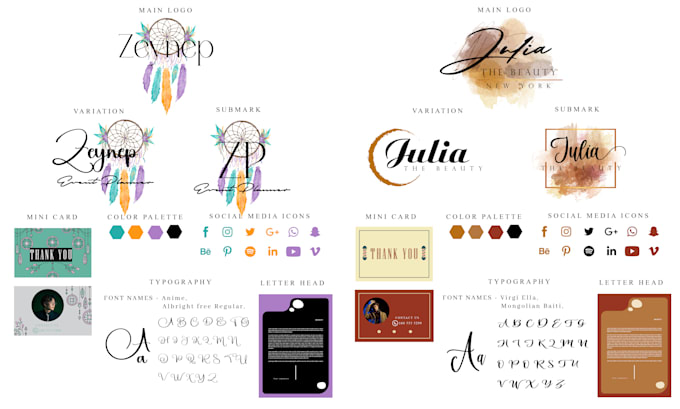 Gig Preview - Make a feminine logo or perfect author with branding guide