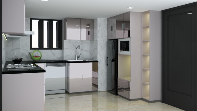 Gig Preview - Design kitchen interior in 2d measurement, 3d and render