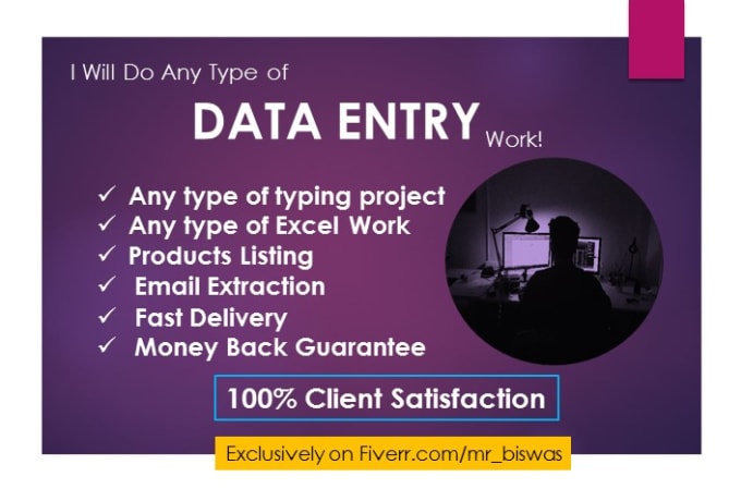 Gig Preview - Do any type of data entry, typing, data mining, scraping work